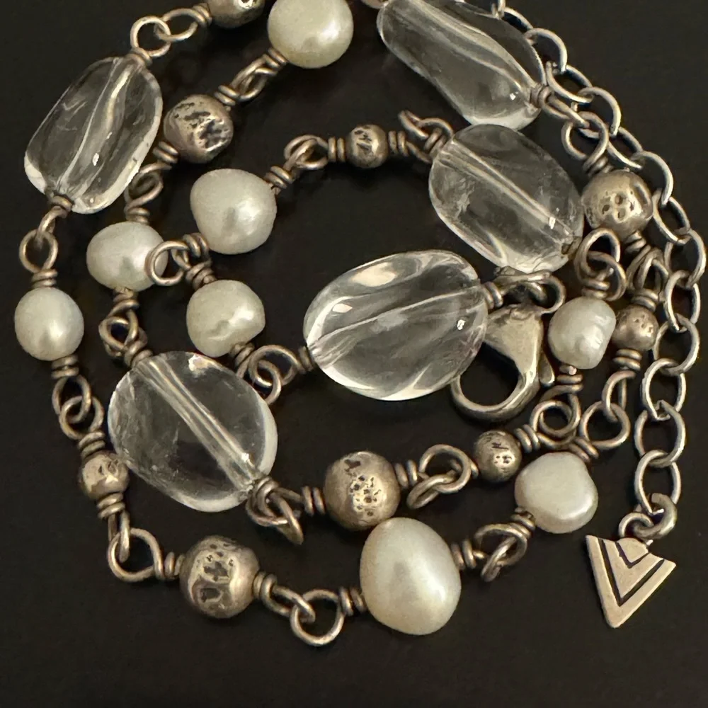 Silpada Freshwater Pearl, Quartz, and Sterling Silver Station Bead Necklace - Picture 10 of 10